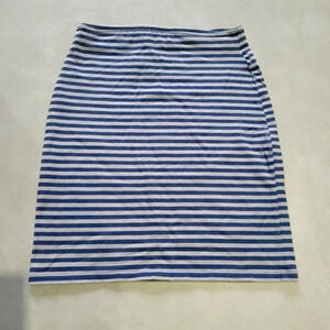 Hollister Brand Striped Gray Blue Mini Skirt Elastic Waist Cotton Blend S